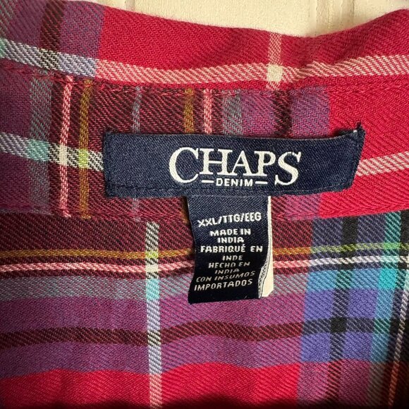 Chaps NWT Cotton Plaid Long Sleeve Button Front Blouse M37 - Picture 2 of 5